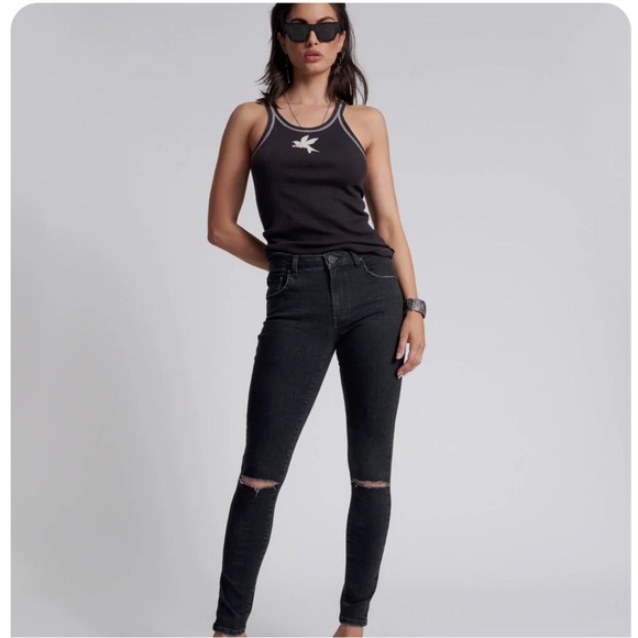 REVOLVE One x OneTeaspoon High Waist Freebird II Black Stretch Skinny Jeans 30 - Picture 2 of 7